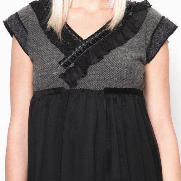 Unique MiX SURPLuS FABRiC PatCH RuFFLE Layer DRESS - Picture 5 of 7